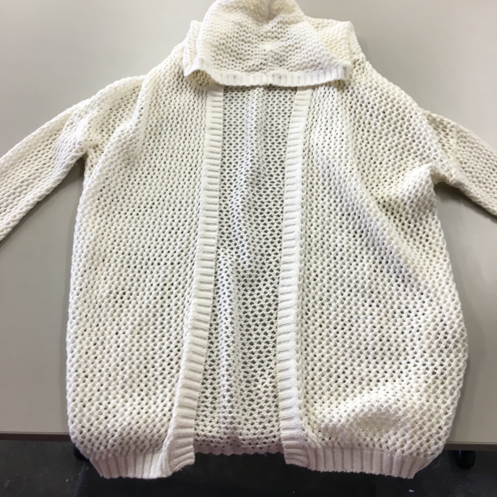 Loose knit cardigan with hood